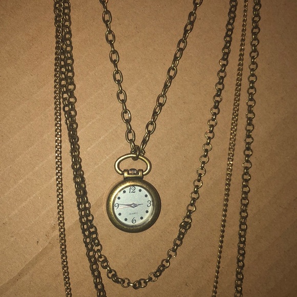 Gold tone watch layered necklace - Picture 2 of 3